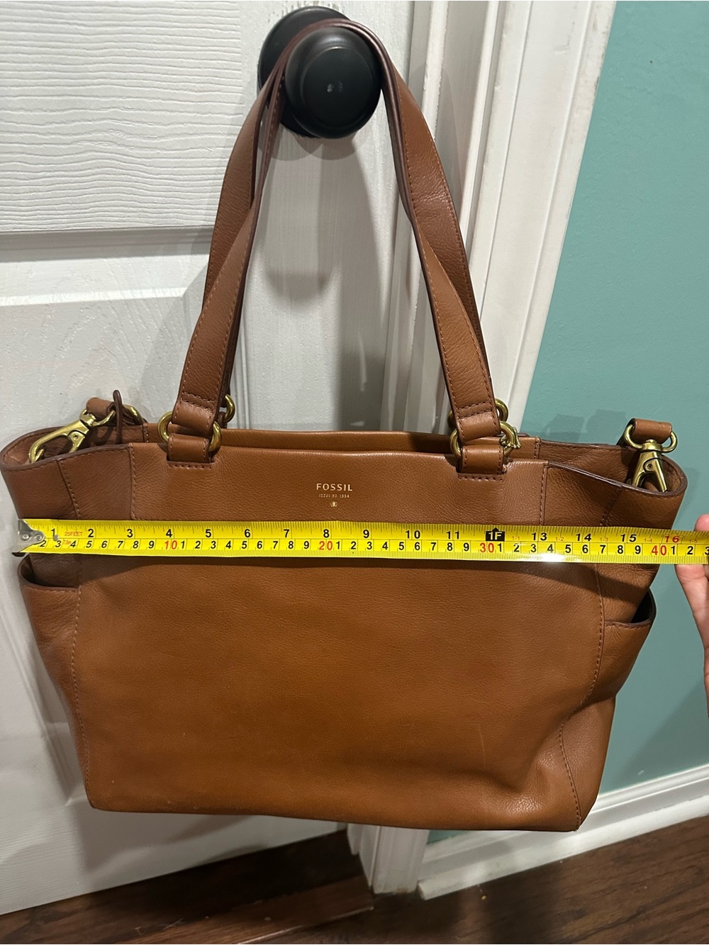 Fossil Leather Tote in Cognac Brown - Picture 4 of 7